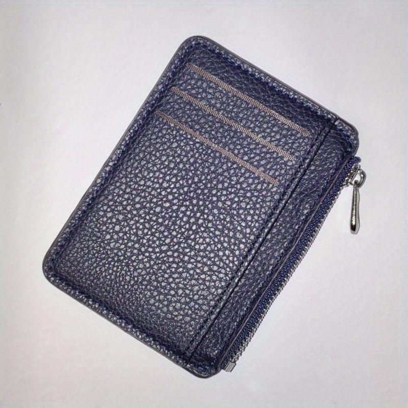 Slim Wallet Purse PU Leather Men Card Holder Unisex Zipper Business Card Case