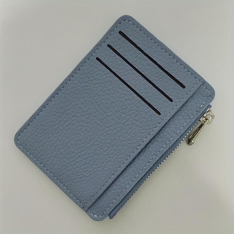 Slim Wallet Purse PU Leather Men Card Holder Unisex Zipper Business Card Case