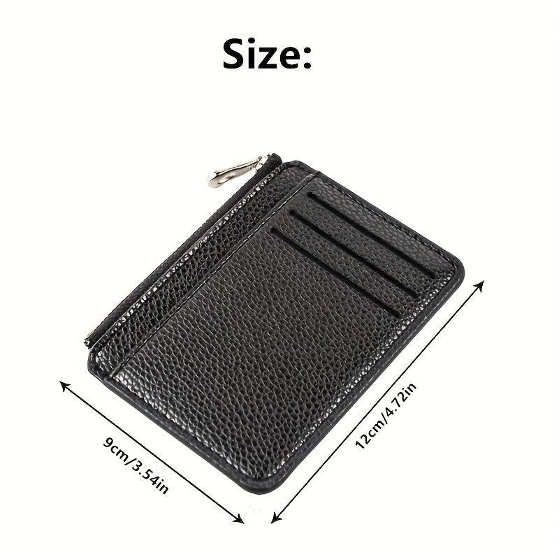 Slim Wallet Purse PU Leather Men Card Holder Unisex Zipper Business Card Case