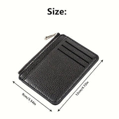 Slim Wallet Purse PU Leather Men Card Holder Unisex Zipper Business Card Case