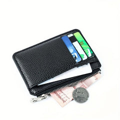 Slim Wallet Purse PU Leather Men Card Holder Unisex Zipper Business Card Case