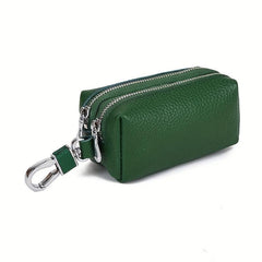 Leather Zipper Key Case Holder Key Organizer Coin Purse