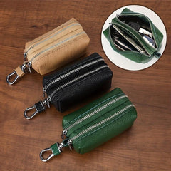 Leather Zipper Key Case Holder Key Organizer Coin Purse