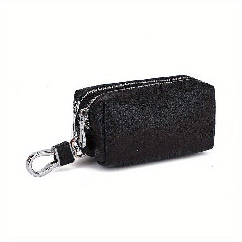 Leather Zipper Key Case Holder Key Organizer Coin Purse