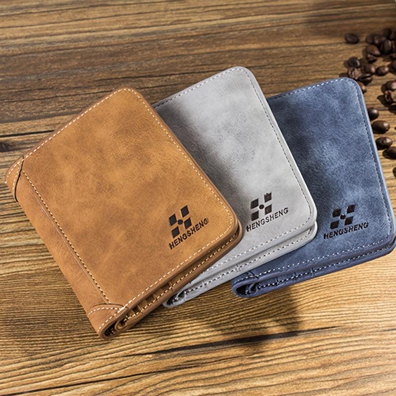 Men's Leather Card Holder Wallet Retro Style Credit ID Holder Insert Coin Wallet