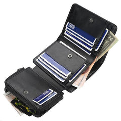 Men's Bifold Leather Wallet ID Card Holder