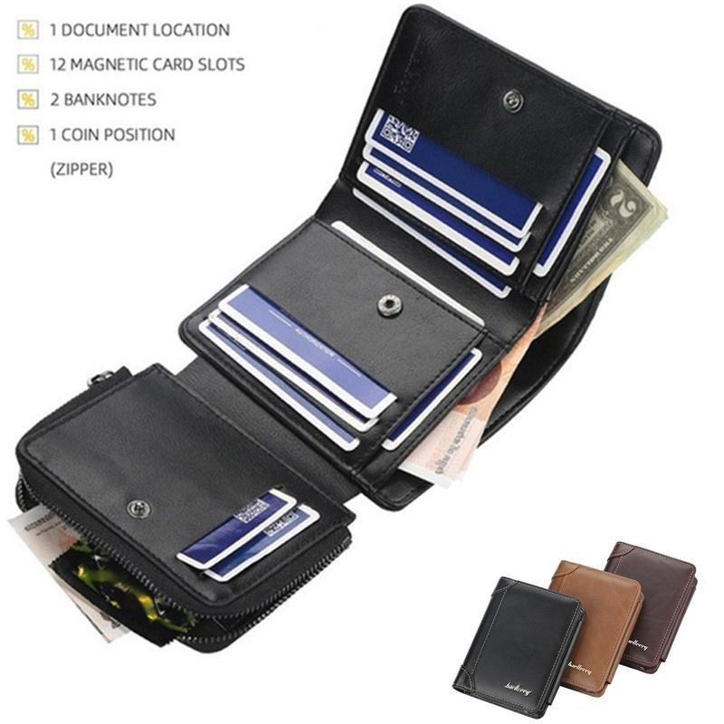 Men's Bifold Leather Wallet ID Card Holder