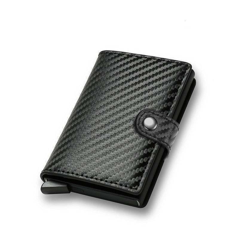 RFID Brush Metal PU Leather Card Holder