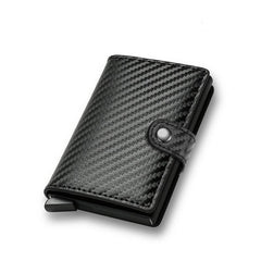 RFID Brush Metal PU Leather Card Holder