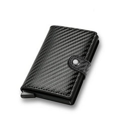 RFID Brush Metal PU Leather Card Holder