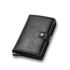RFID Brush Metal PU Leather Card Holder