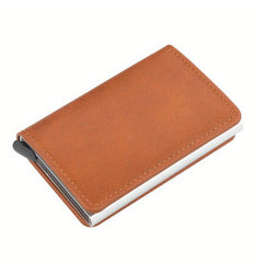 RFID PU Leather Card Holder Aluminum Case Pop Up Coin Purse