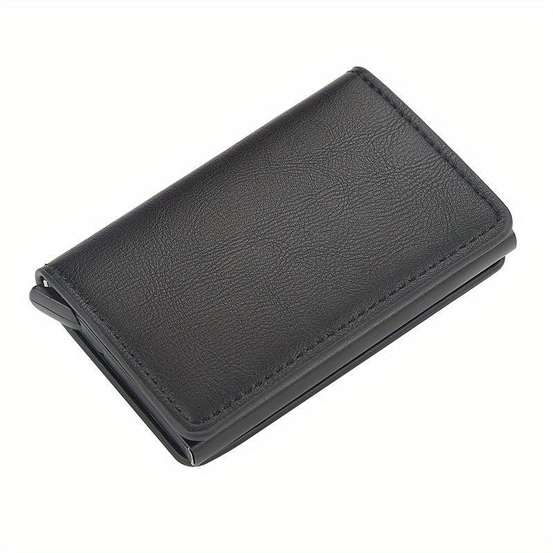 RFID PU Leather Card Holder Aluminum Case Pop Up Coin Purse