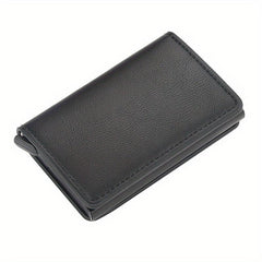 RFID PU Leather Card Holder Aluminum Case Pop Up Coin Purse