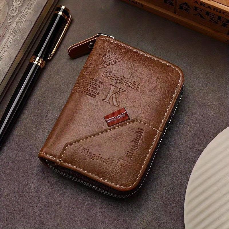 Men's Zipper Card Holder Wallet Large Capacity Vintage Coin Purse