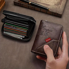 Men's Zipper Card Holder Wallet Large Capacity Vintage Coin Purse