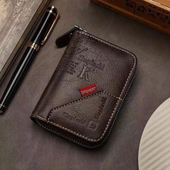 Men's Zipper Card Holder Wallet Large Capacity Vintage Coin Purse