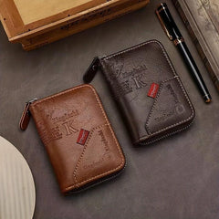 Men's Zipper Card Holder Wallet Large Capacity Vintage Coin Purse