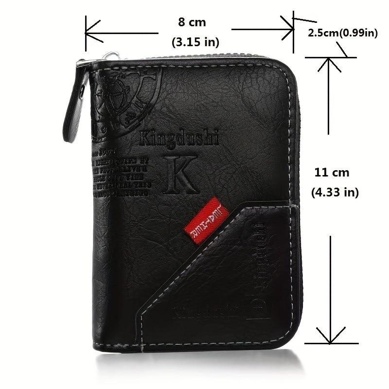 Men's Zipper Card Holder Wallet Large Capacity Vintage Coin Purse