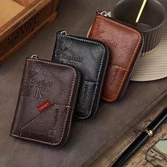 Men's Zipper Card Holder Wallet Large Capacity Vintage Coin Purse