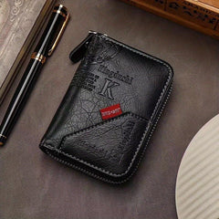 Men's Zipper Card Holder Wallet Large Capacity Vintage Coin Purse
