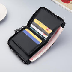 Men's Leather Credit Card Holder Zipper Business Wallet