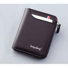 Men's Leather Credit Card Holder Zipper Business Wallet