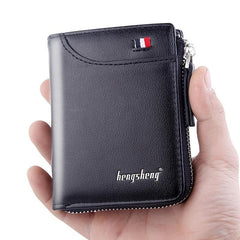 Men's Leather Credit Card Holder Zipper Business Wallet