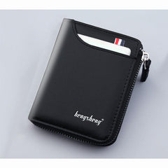 Men's Leather Credit Card Holder Zipper Business Wallet