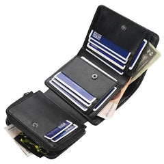 Men's 3-Fold Wallet with Card Slots & Zipper Coin Pocket