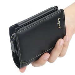 Men's 3-Fold Wallet with Card Slots & Zipper Coin Pocket