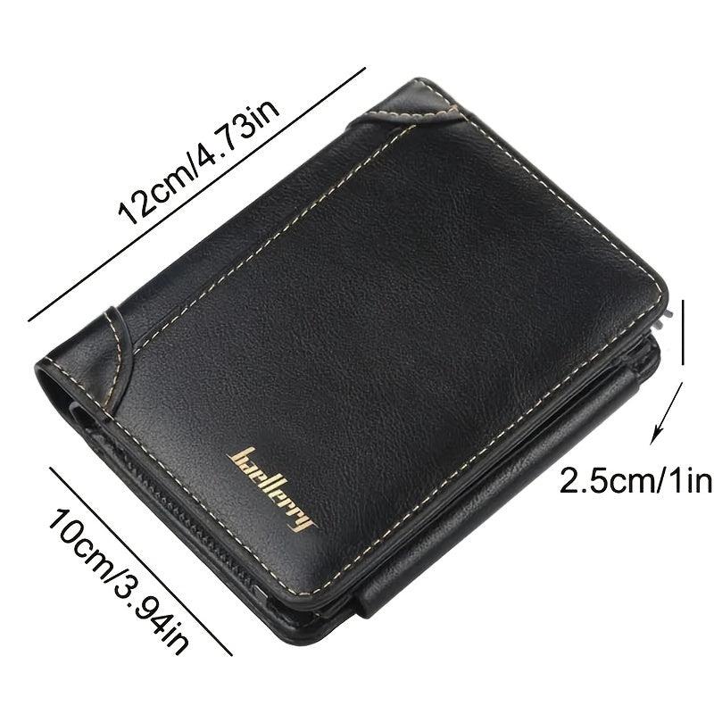 Men's 3-Fold Wallet with Card Slots & Zipper Coin Pocket