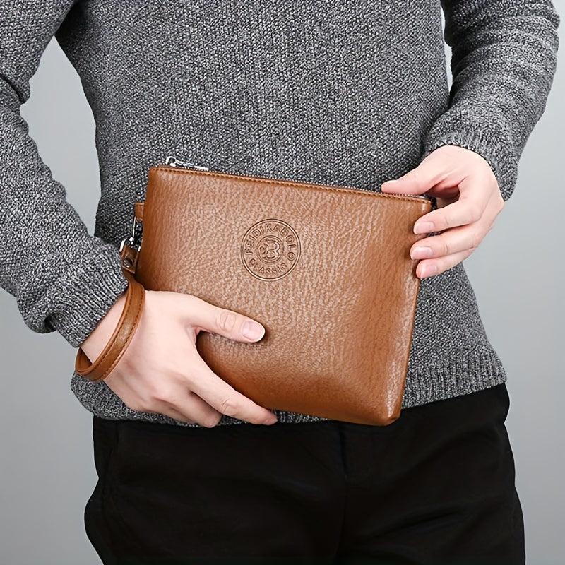 Men's Clutch Envelope Bag Business Casual Handbag Zipper Money Clip