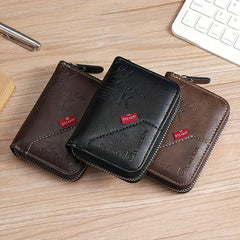 Men's Vintage Zipper Card Holder PU Leather Coin Purse