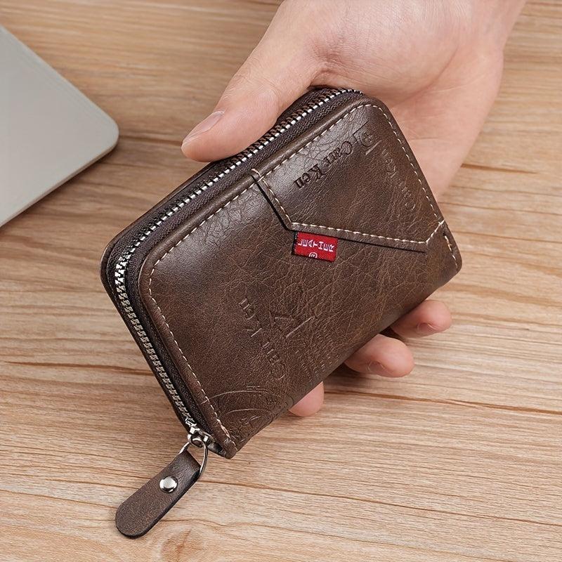 Men's Vintage Zipper Card Holder PU Leather Coin Purse