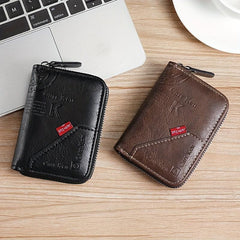 Men's Vintage Zipper Card Holder PU Leather Coin Purse
