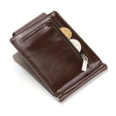 Men's Slim Leather Wallet with Zipper Coin Purse