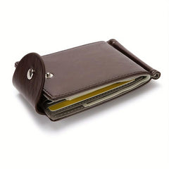 Men's Slim Leather Wallet with Zipper Coin Purse