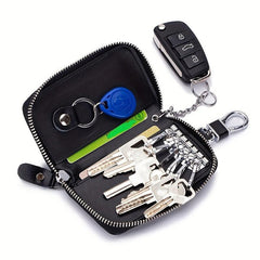 Men's Leather Zipper Key Bag Keychain Multifunctional