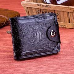 Men's US Dollar Pattern Wallet Leather Photo Card Holder