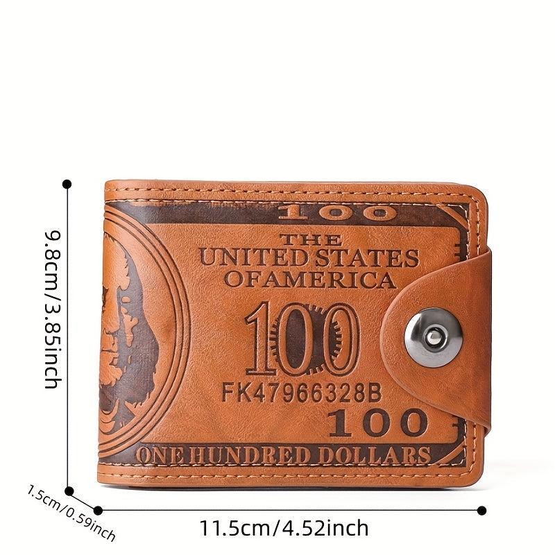 Men's US Dollar Pattern Wallet Leather Photo Card Holder