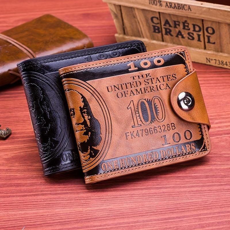 Men's US Dollar Pattern Wallet Leather Photo Card Holder