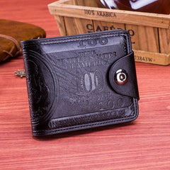 Men's US Dollar Pattern Wallet Leather Photo Card Holder