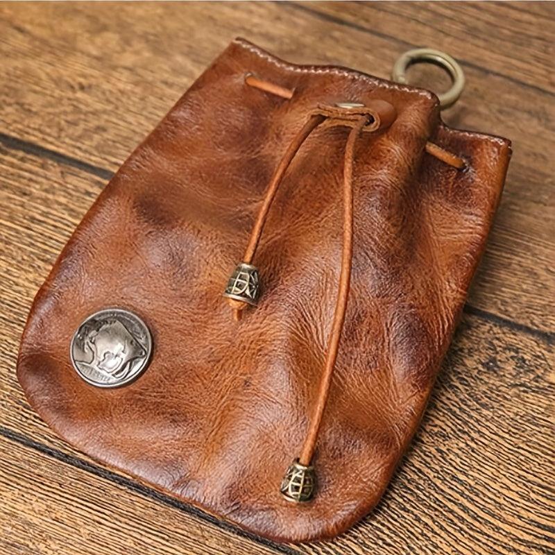 Cowhide Vegetable Tanned Leather Men's Key Bag