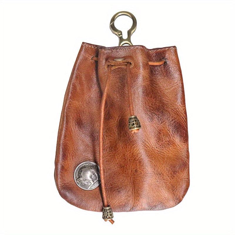Cowhide Vegetable Tanned Leather Men's Key Bag