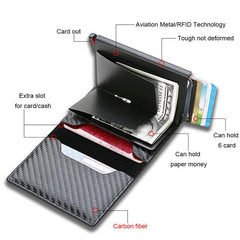 Carbon Fiber Credit Card Holder Men's Rfid Blocking Money Clip