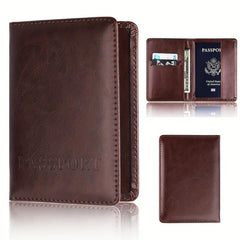 Leather Travel Passport Holder Wallet Document Ticket Organizer