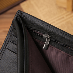 Men's Casual Leather Litchi Embossed Short Wallet Coin Purse