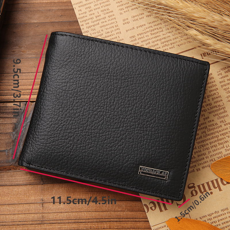 Men's Casual Leather Litchi Embossed Short Wallet Coin Purse