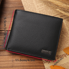 Men's Casual Leather Litchi Embossed Short Wallet Coin Purse